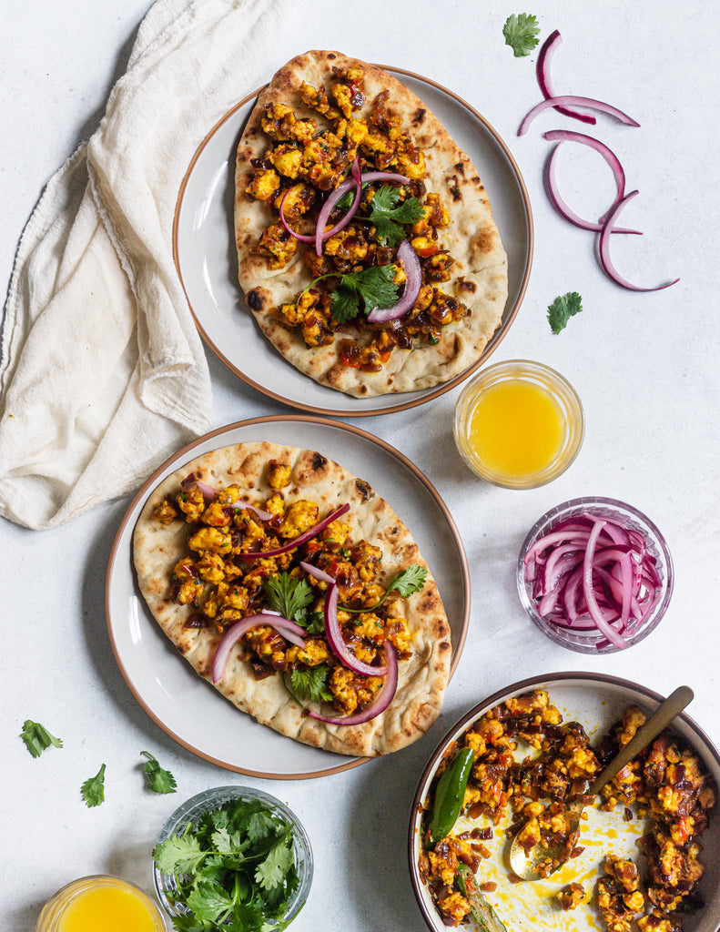 Paneer Bhurji and Pickled Red Onion Flatbreads