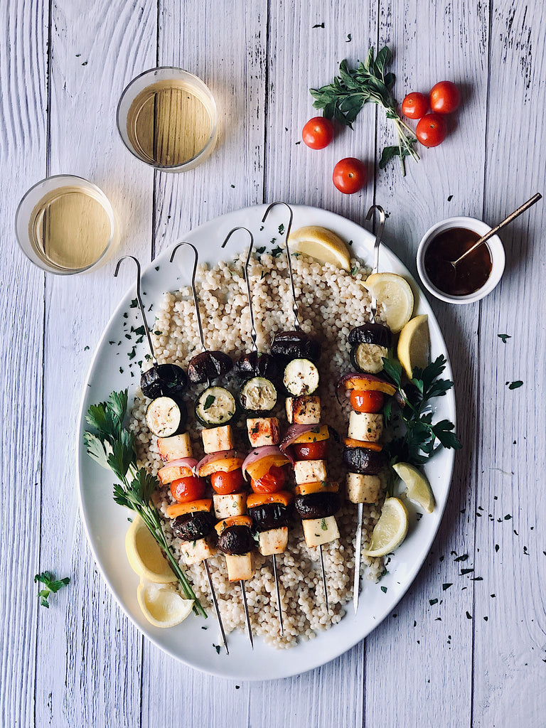 Grilled Paneer Skewers with piment d'Espelette & Olive Oil