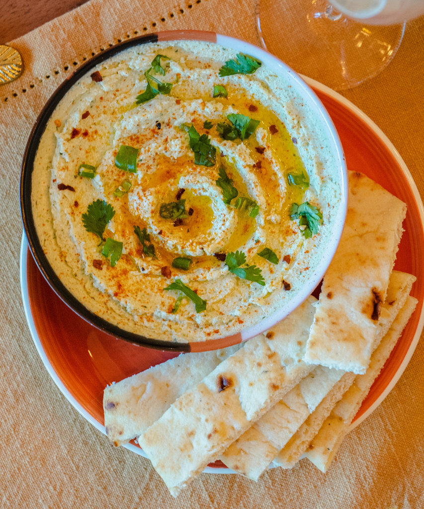 Whipped Paneer Dip with Cilantro, Mint & Basil.